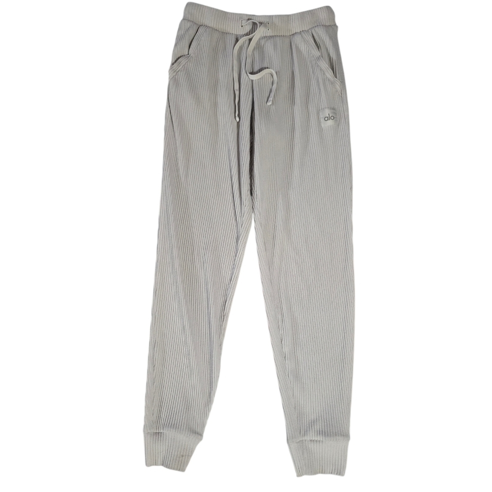 ALO Yoga Women's Cream Ribbed Sweatpant Joggers Size S
